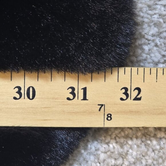 Caracilia Black Faux Fur Stole Shoulder Wrap Soft Festive Glam Party Lined Sz L - Picture 3 of 9